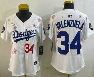 Womens Los Angeles Dodgers #34 Fernando Valenzuela White 2025 Tokyo Series Limited Jersey